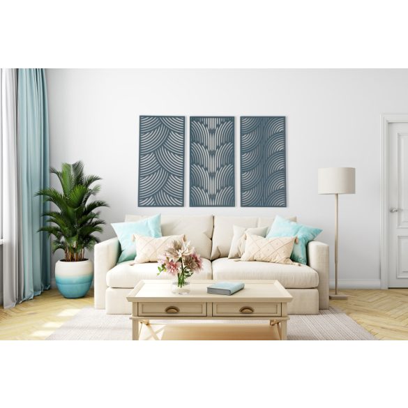 Három részes, artdeco, elegáns, modern fából készült falikép