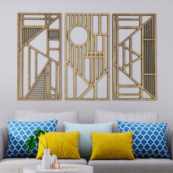Geometrikus, három részes, modern falikép