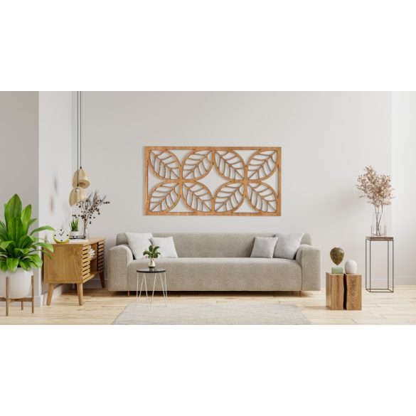 Modern, fából készült, geometrikus falikép