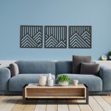 Hegyeket mintázó három részes faldekor fából