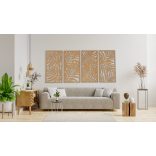 Négy részes, fából készült leveles falikép