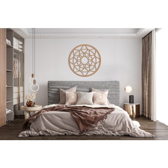 Elegáns, fából készült mandala falikép