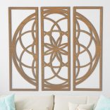 Három részes, fából készölt mandala falikép