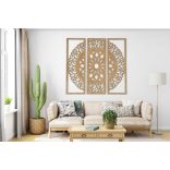 Három részes, fából készült mandala falikép