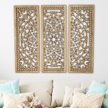 Három részes, fából készült mandala falikép