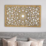 Fából készült, elegáns mandala, virág falikép