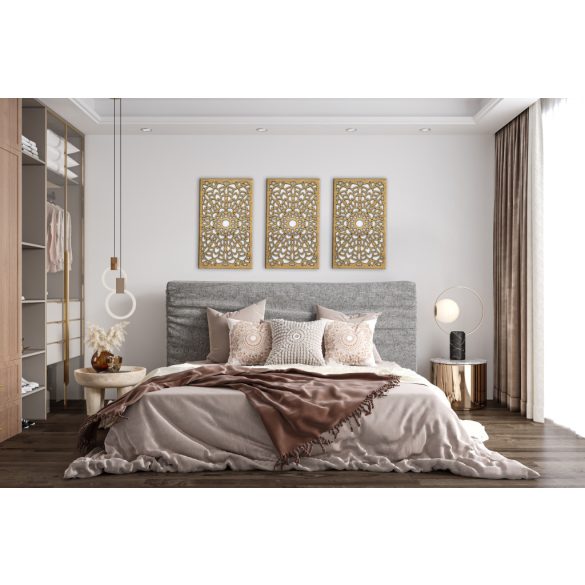 Három részes, elegáns mandala, virág faldekor