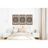 Elegáns, három részes, virágmintás mandala fából