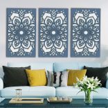 Gyönyörű, három részes mandala, falikép fából