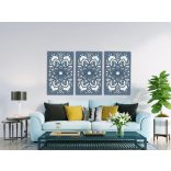 Gyönyörű, három részes mandala, falikép fából