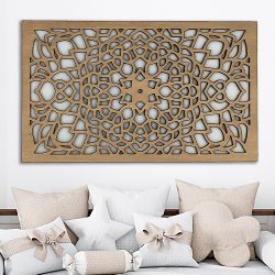   Gyönyörű, fából készült, virág mintás mandala falikép