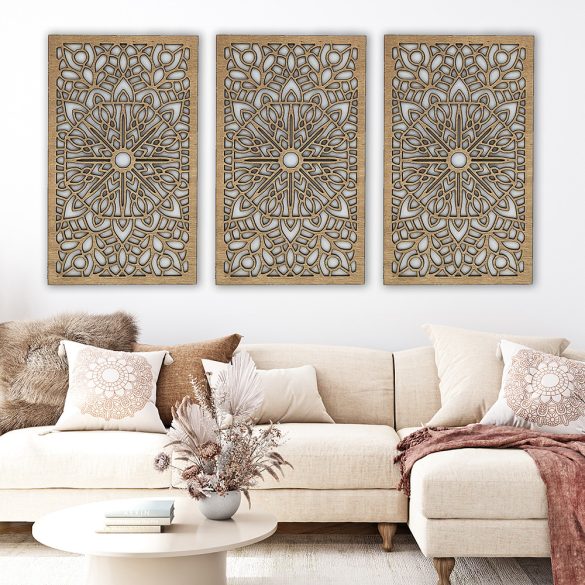 Elegáns, három részes mandala, falikép
