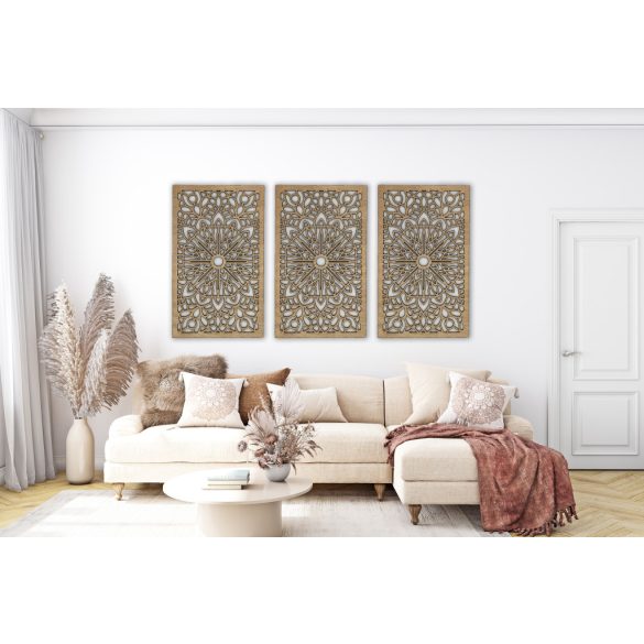 Elegáns, három részes mandala, falikép