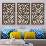 Elegáns, három részes, virágmintás, faldekor, mandala